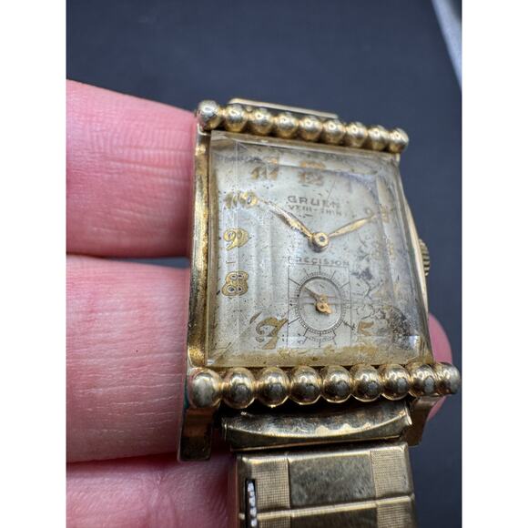 Vintage Gruen Veri-Thin Precision With Calendar Stretch Band 20mm 10k GF main image 6